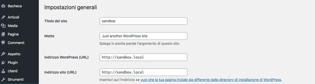 Risoluzione di un avviso di contenuto misto, nell'impostazione generale di WordPress.