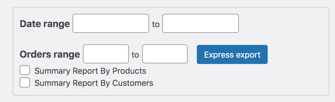 ordina in base all'intervallo di date per l'esportazione degli ordini in WooCommerce