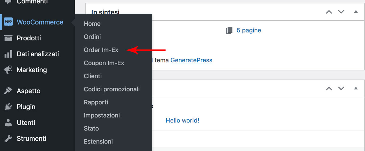 impostazioni del plugin Order Export & Order Import for WooCommerce