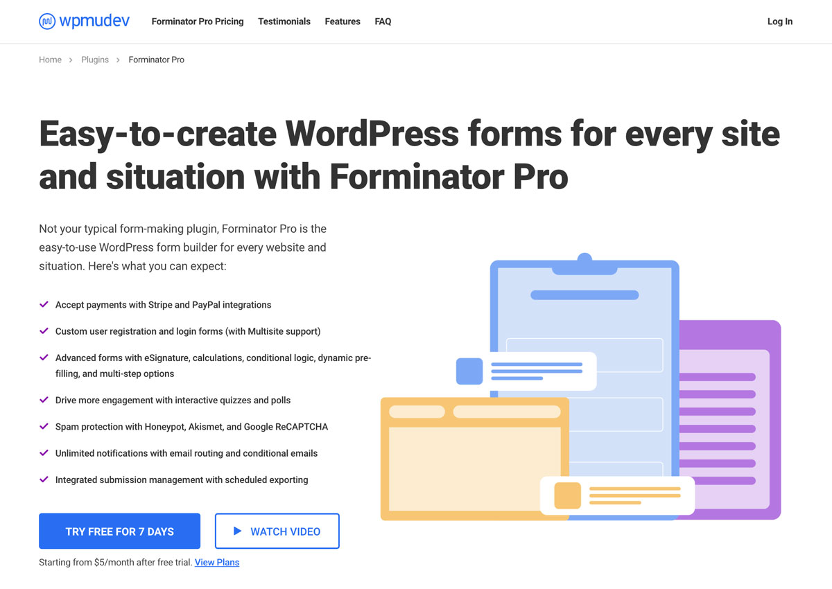 Il plugin per sondaggi WordPress Forminator Pro.