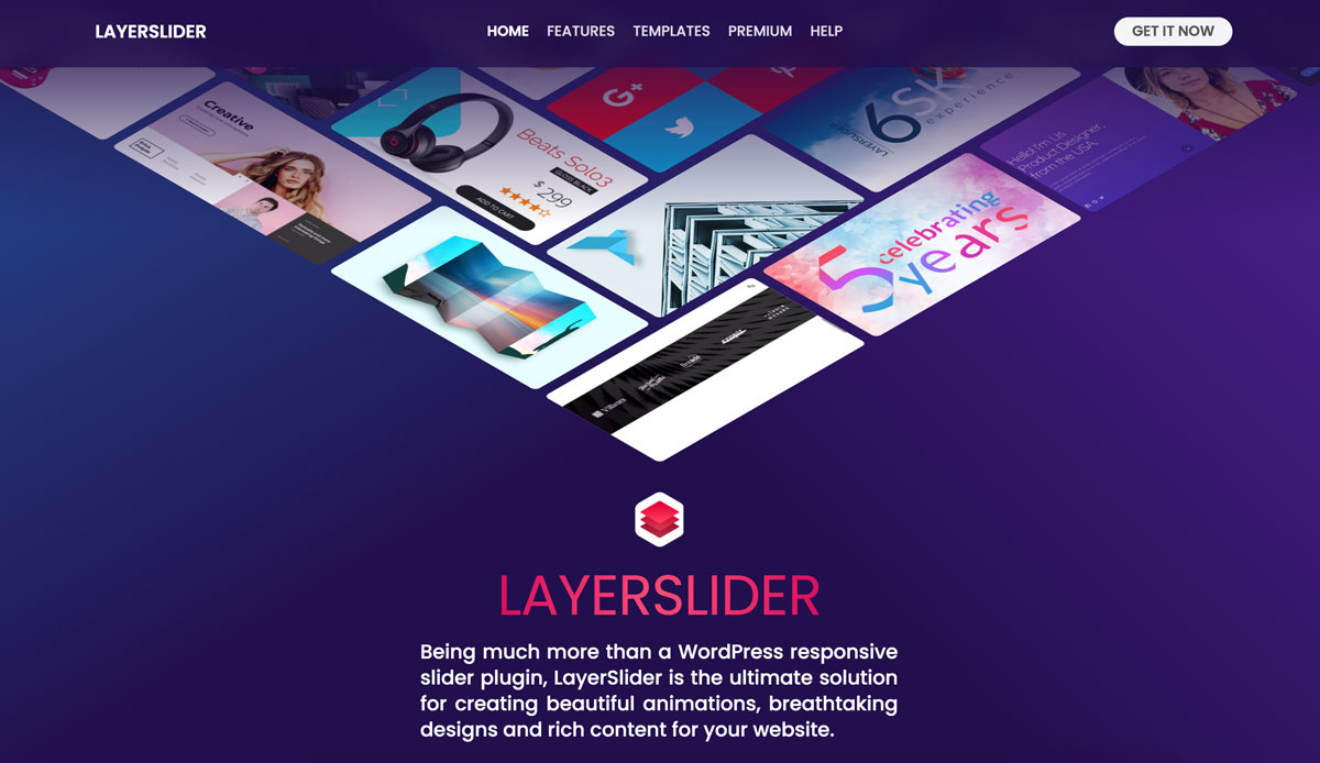 La home page del plugin Layer Slider per WordPress