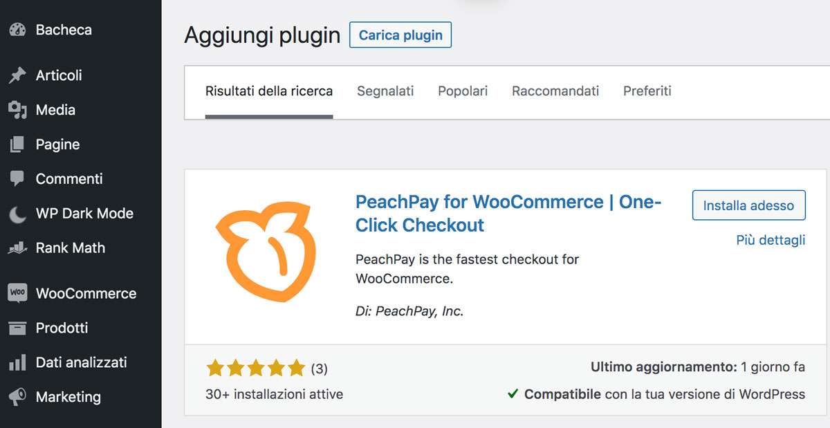 Il plugin di pagamento con un clic di PeachPay