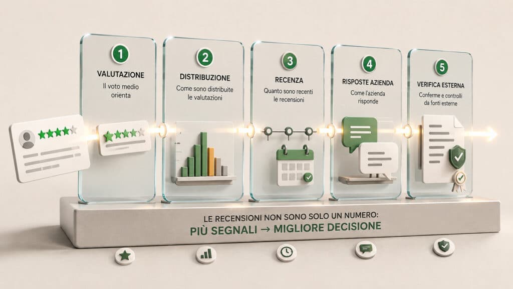Trustpilot: cos’è, come funziona e quanto sono affidabili le recensioni 2 Percorso di verifica delle recensioni tra distribuzione, recenza, risposte dell'azienda e controlli esterni