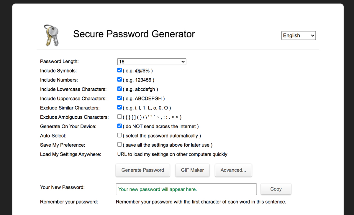 il generatore di password Strong Random Password Generator