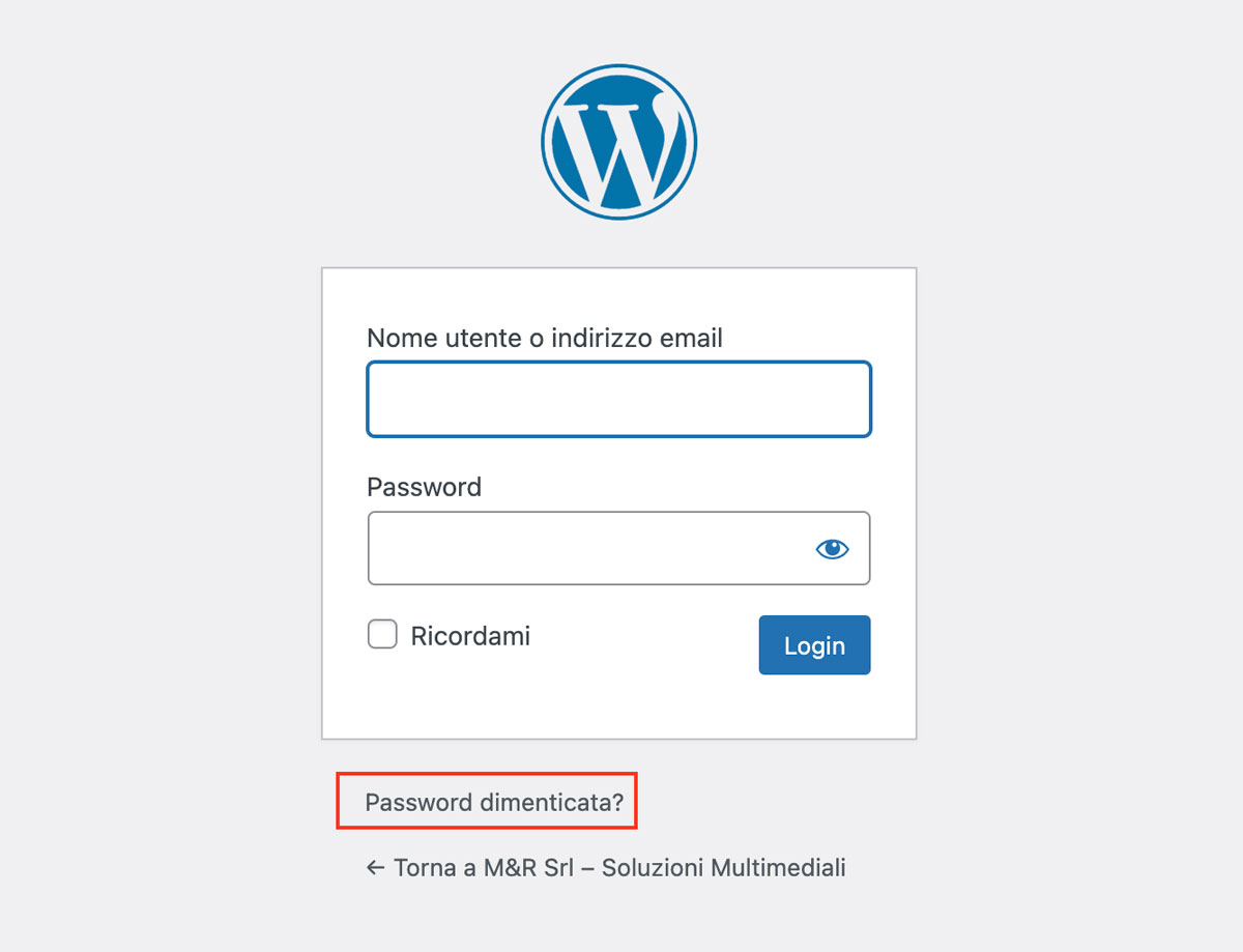 Recupero di una password WordPress persa per risolvere i problemi di ligin a WordPress.