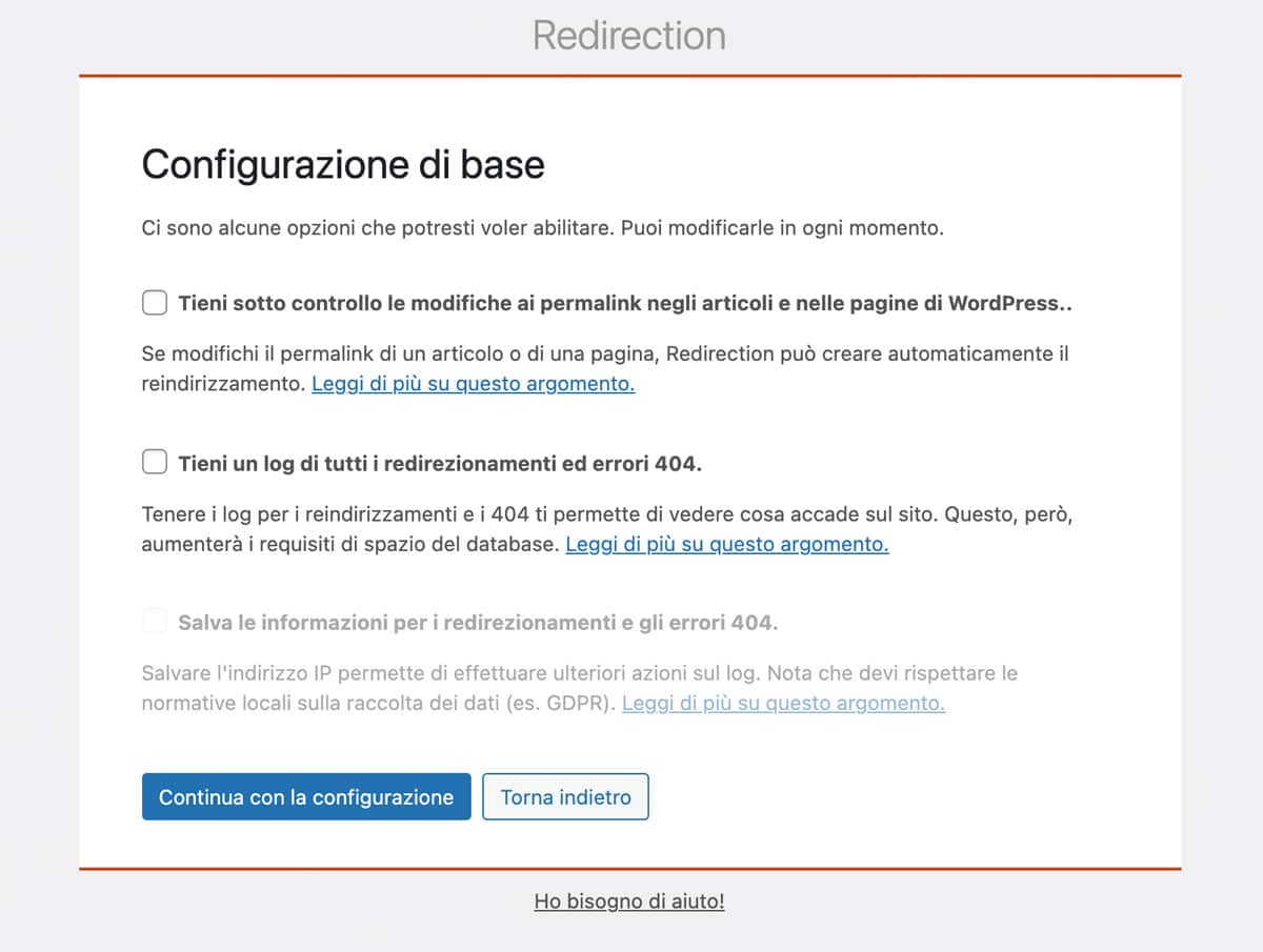 Il plugin di redirection di WordPress.