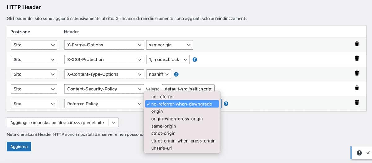 L'intestazione di sicurezza HTTP del criterio Referrer.