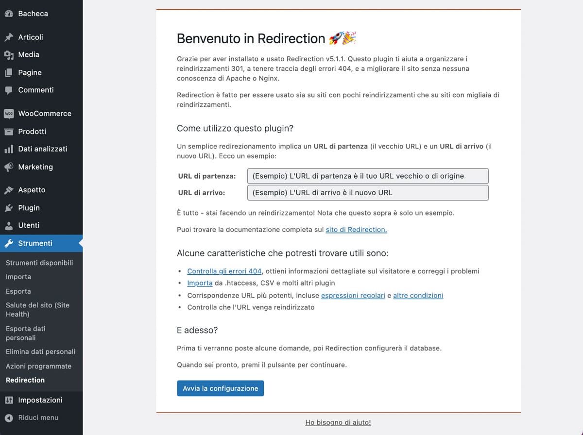 Il plugin redirection