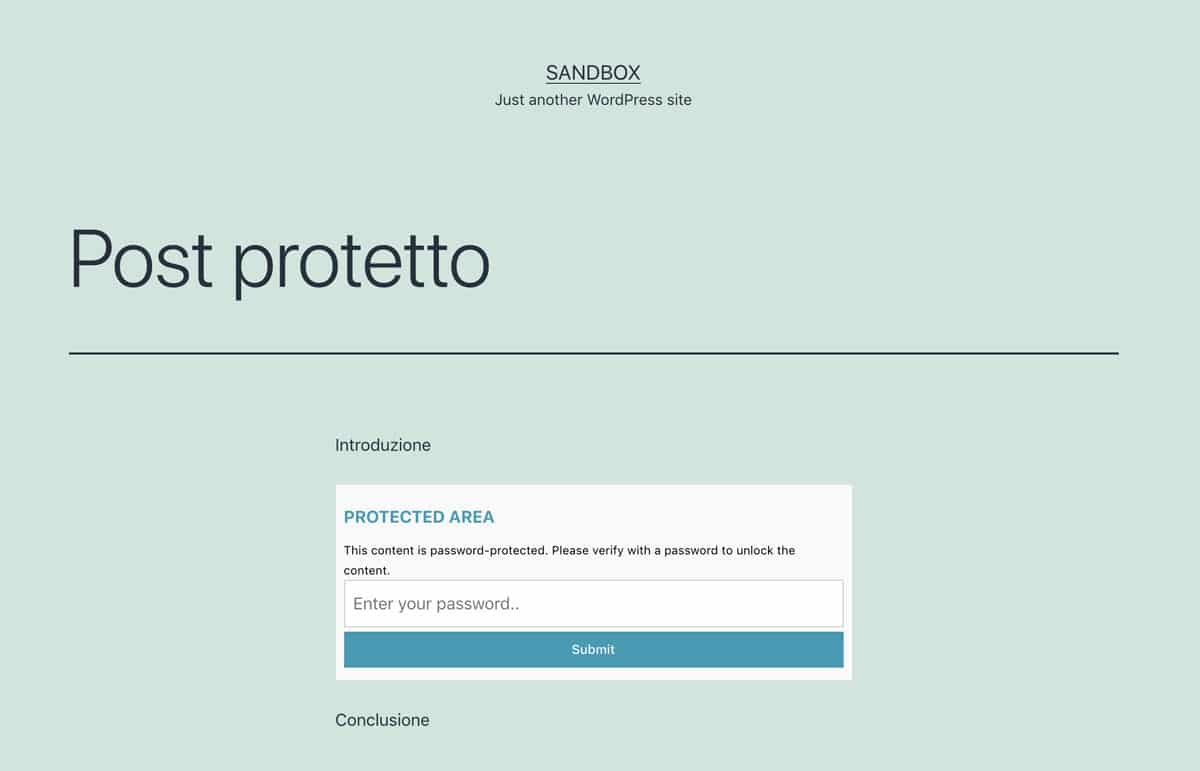 proteggere i contenuti con password