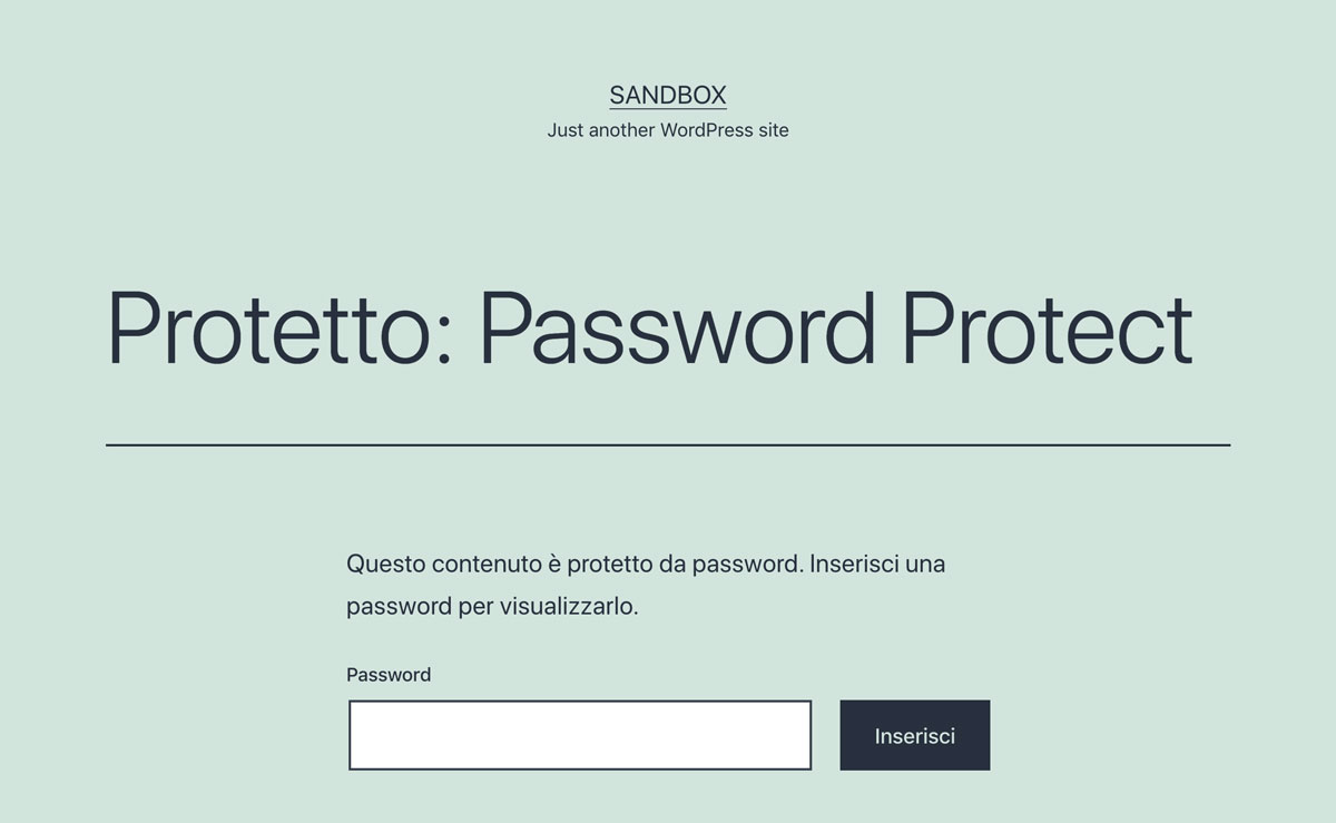 pagina protetta da password