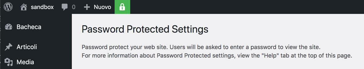 protezione con password abilitata