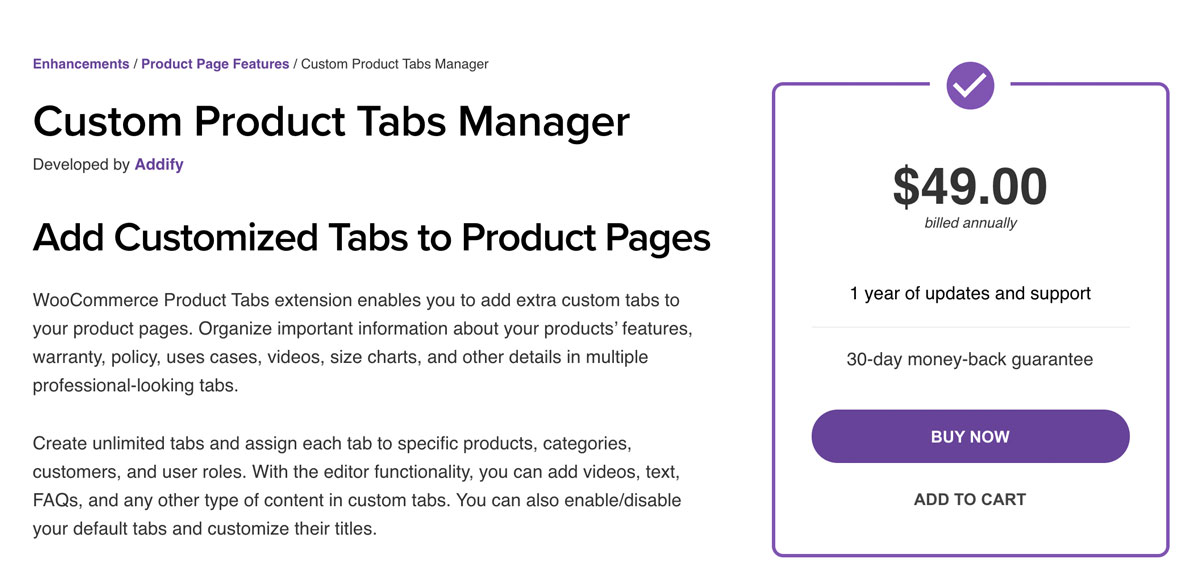 WooCommerce custom product tab manager