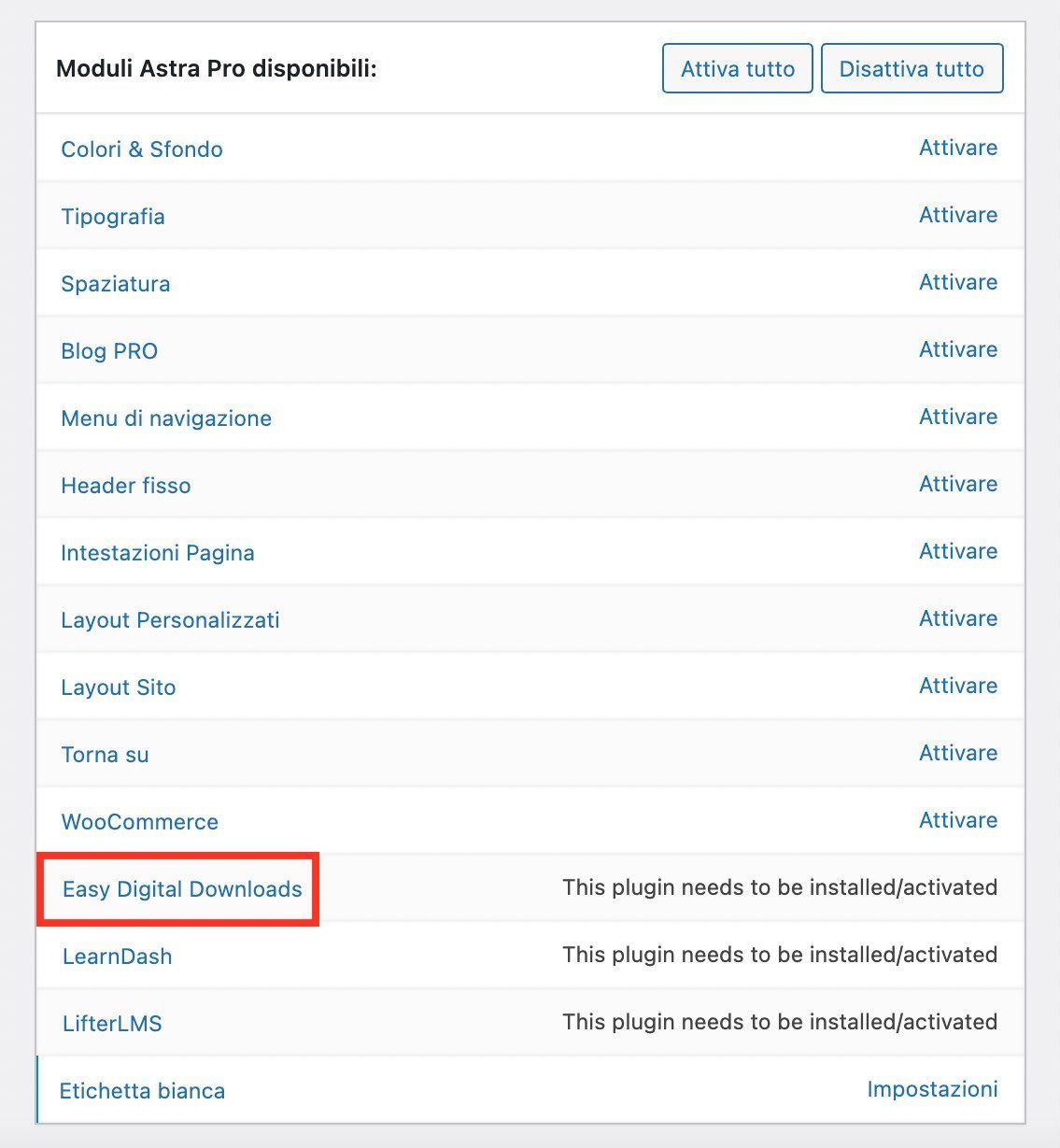 Il tema astra supporta il plugin easy digital downloads