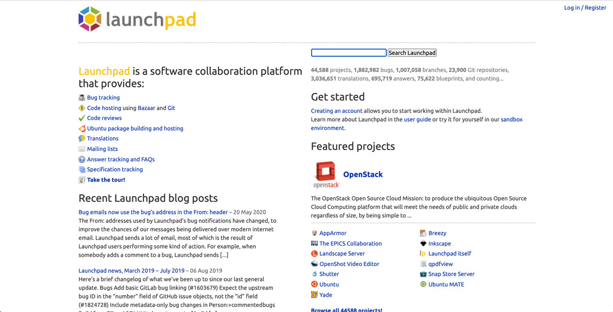 La Homepage di Launchpad.