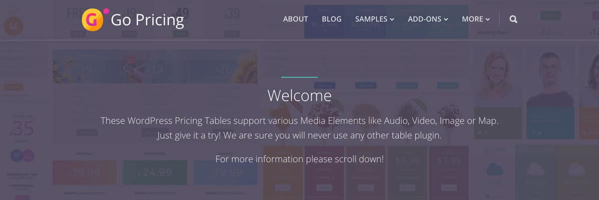 plugin per tabelle wordpress - Go pricing