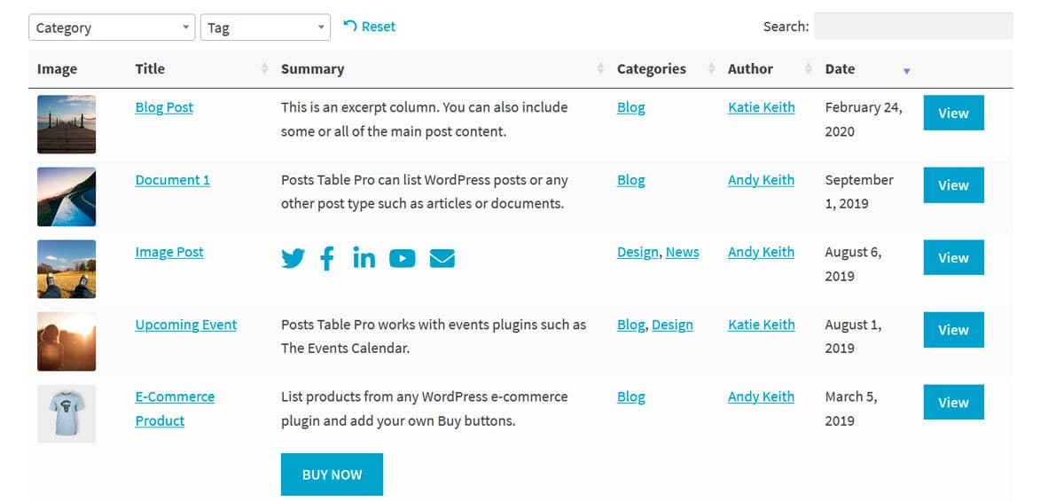 plugin per tabelle dinamiche