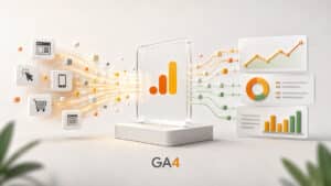 Google Analytics 4 con eventi trasformati in dati e report