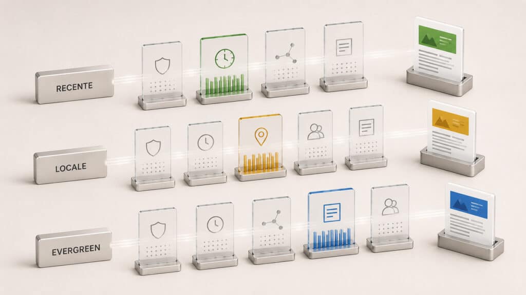 Fattori di ranking Google: quali contano davvero e cosa sappiamo con certezza 2 Tre tipi di ricerca mostrano come la rilevanza dei segnali cambi in base alla query