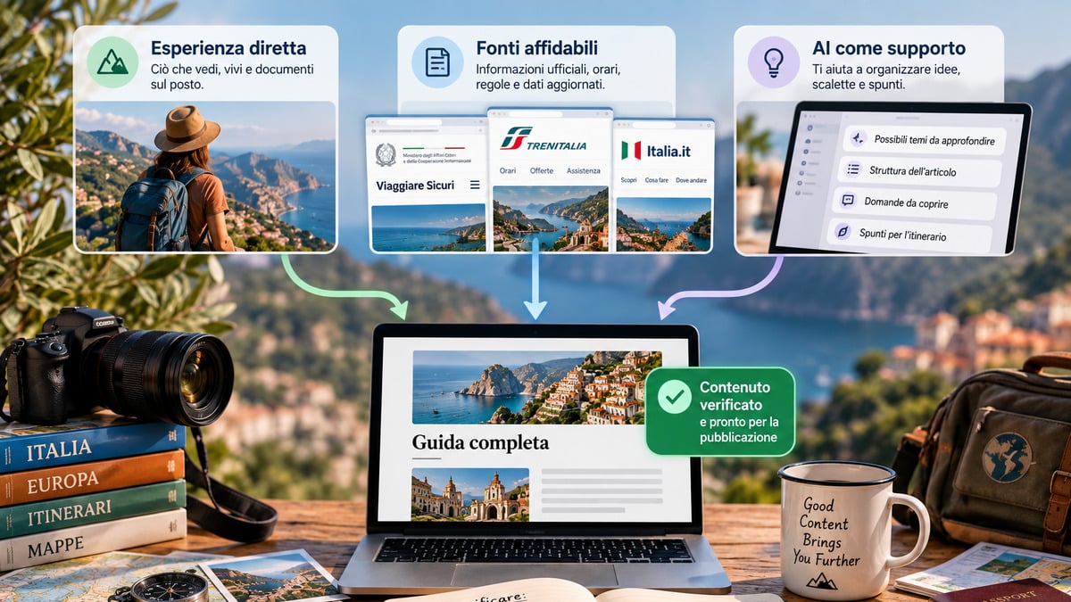 Come aprire un blog di viaggi: guida completa per partire e farlo crescere 2 Esperienza diretta, fonti affidabili e AI come supporto convergono nella verifica di un contenuto travel