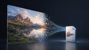 Immagine raster trasformata in un file WebP più compatto tramite compressione