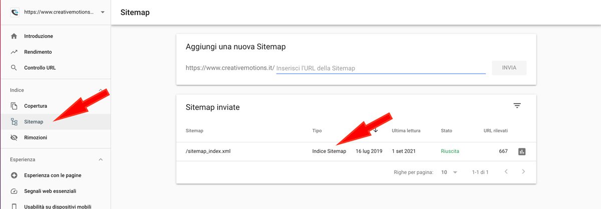 La sitemap su google search console