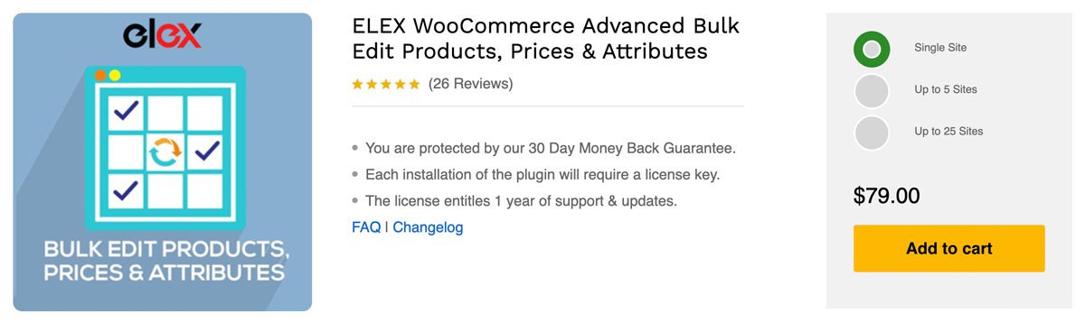ELEX WooCommerce Modifica in blocco avanzata di prodotti, prezzi e attributi