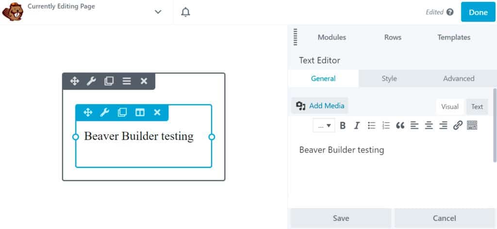 Anteprima live di Beaver Builder