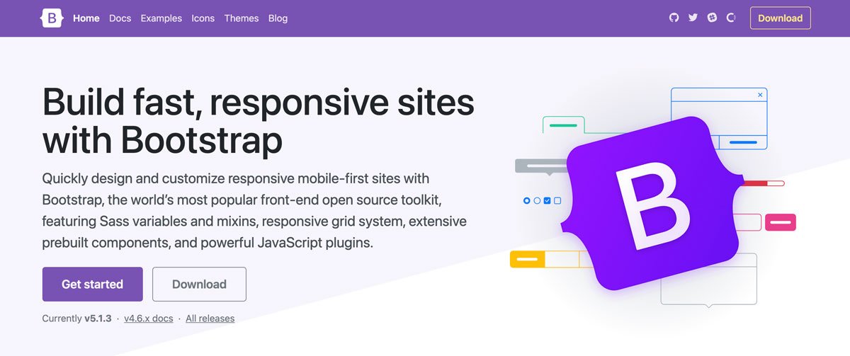 La homepage di Bootstrap, il framework di sviluppo web open source. 