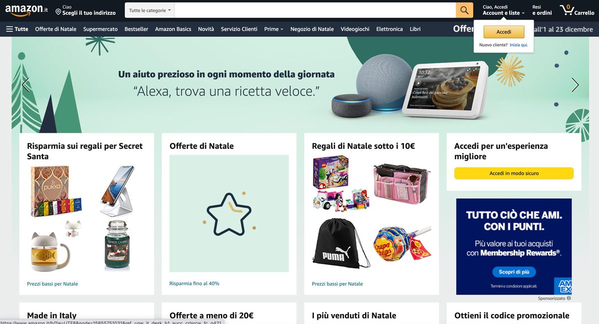 Home page di Amazon