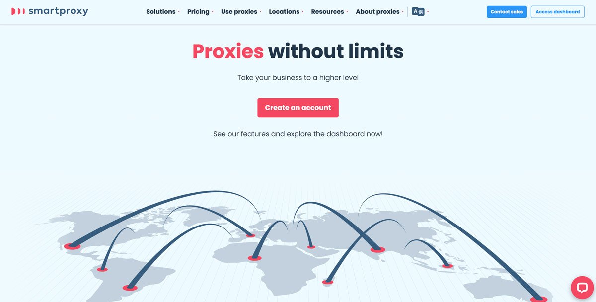 La homepage di smartproxy
