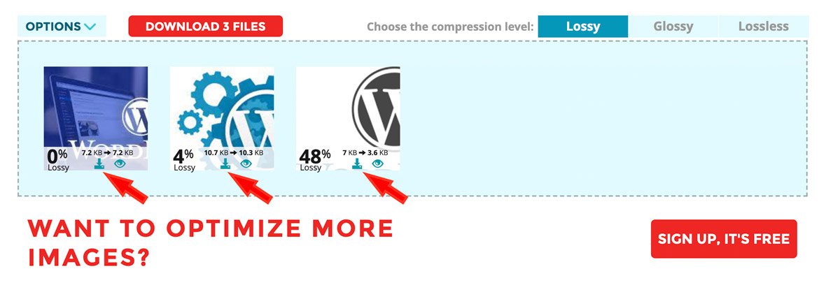 scarica le immagini compresse con shortpixel