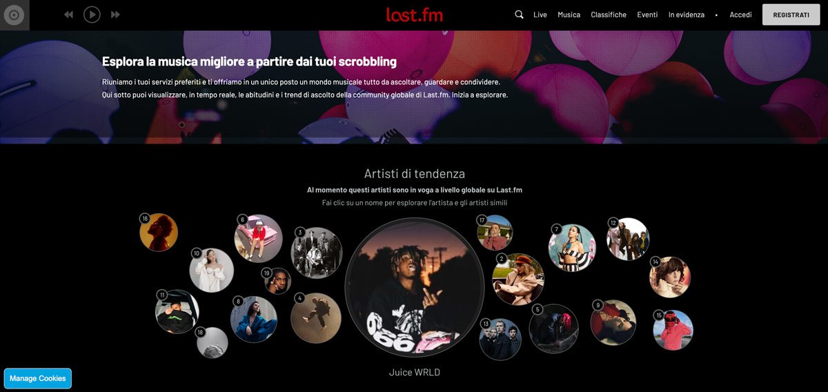 Homepage di last.fm