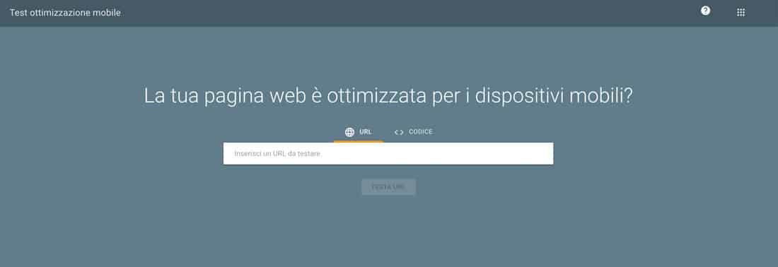 Strumento di test ottimizzato per dispositivi mobili di Google.