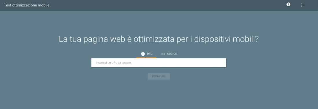 Strumento di test ottimizzato per dispositivi mobili di Google.