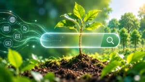 Rappresentazione di una ricerca online collegata alla crescita di un giovane albero