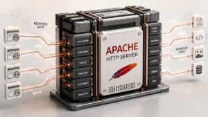 Rappresentazione di Apache HTTP Server che riceve e gestisce richieste web