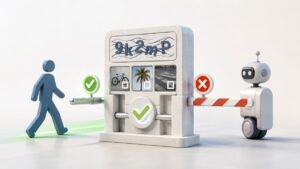 Rappresentazione di un sistema CAPTCHA che distingue un utente da un bot