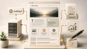 Elementi di dominio, contenuti e infrastruttura collegati per creare un blog