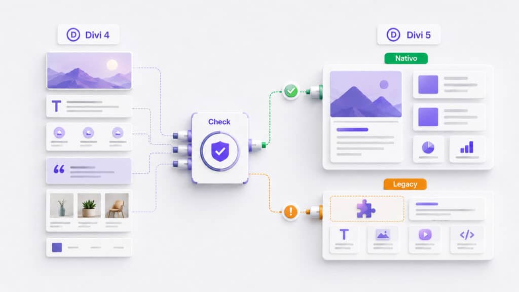 Divi 5: recensione del tema e builder WordPress, prezzi, pro e contro 2 Migrazione da Divi 4 a Divi 5 con conversione nativa e percorso legacy di compatibilità