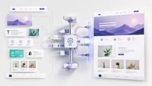 Divi 5 rappresentato come sistema visuale modulare per costruire siti WordPress