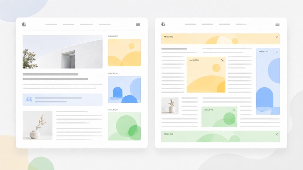 Google AdSense: come funziona, quanto si guadagna e quali requisiti servono 1 Confronto tra annunci AdSense ben separati dal contenuto e un layout pubblicitario invasivo