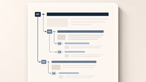 Struttura gerarchica degli heading HTML con H1, H2 e H3