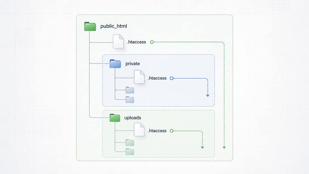 File .htaccess: cos’è, come funziona e come usarlo su Apache e WordPress 1 Schema di più file .htaccess applicati a directory e sottodirectory