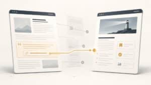 Due contenuti editoriali collegati da un backlink contestuale in una strategia di link building