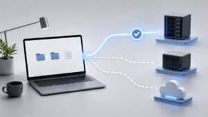 Computer che trasferisce file verso diversi server e servizi remoti