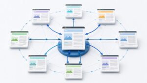 Rete di pagine web collegate che rappresenta il funzionamento del PageRank