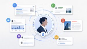 Segnali online come recensioni, risultati di ricerca, social e articoli che costruiscono la reputazione di un brand
