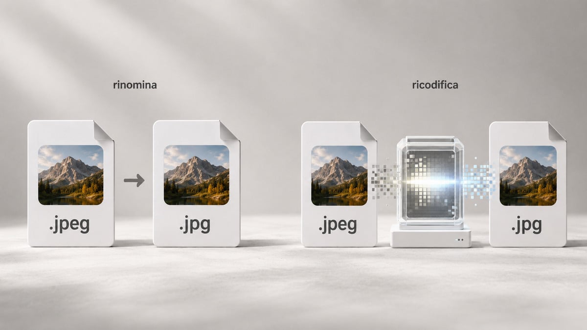 JPG: cos’è, differenza con JPEG e quando usarlo 1 Differenza tra rinominare un file JPEG in JPG e ricodificare realmente l'immagine