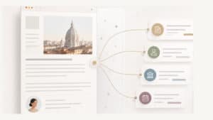 Rappresentazione dello schema markup che collega il contenuto di una pagina web a entità e proprietà strutturate