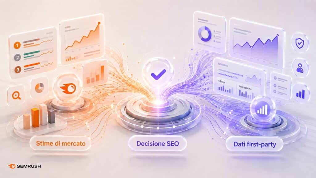 Semrush: cos'è, come funziona, prezzi e quando conviene usarlo 1 Differenza tra stime Semrush e dati first-party di Google Search Console
